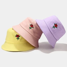 

Unisex Fashion Embroidered Bucket Hat Summer Sun Hat Simple Fisherman Cap Hiking Climbing Hunting Fishing Outdoor Protection Cap