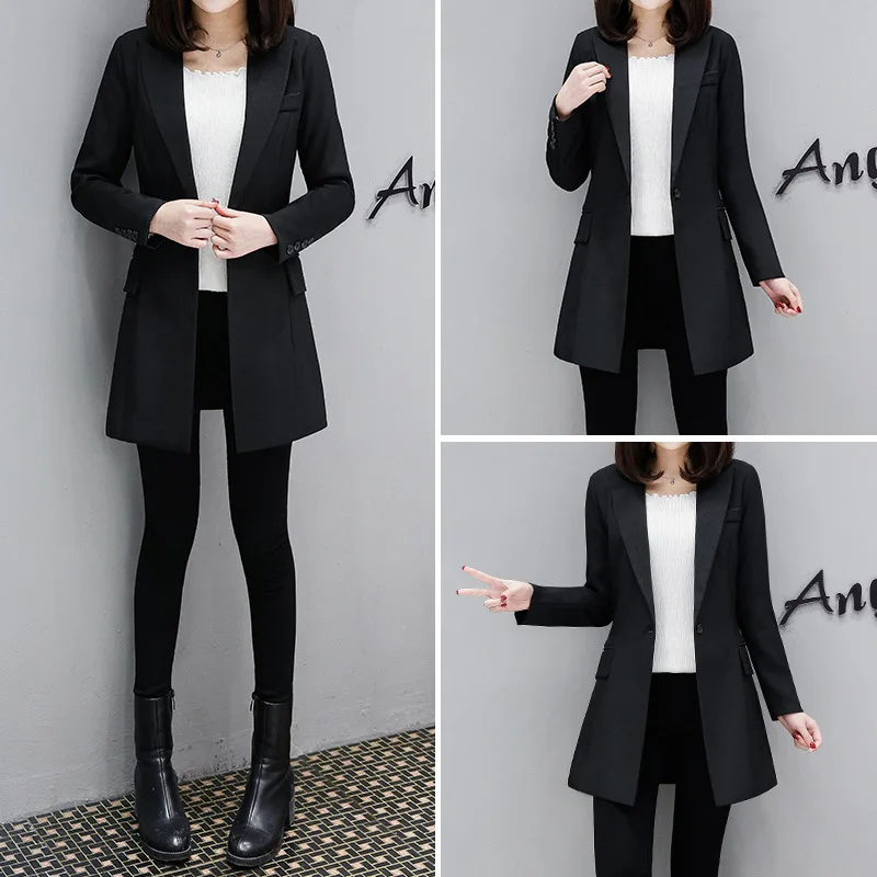 

Mid-length Slim Fit Small Suit WOMEN'S Top 2019 Spring And Autumn New Style Korean-style Business Elegant CHIC Suit Coat