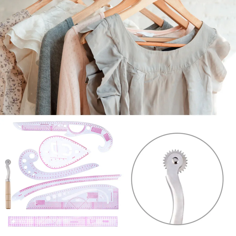 7pcs/set Clothing Proofing And Plate Making Tool Set Cylindrical Ruler Curve Scribing Wheel Patchwork Sewing Kit | Дом и сад