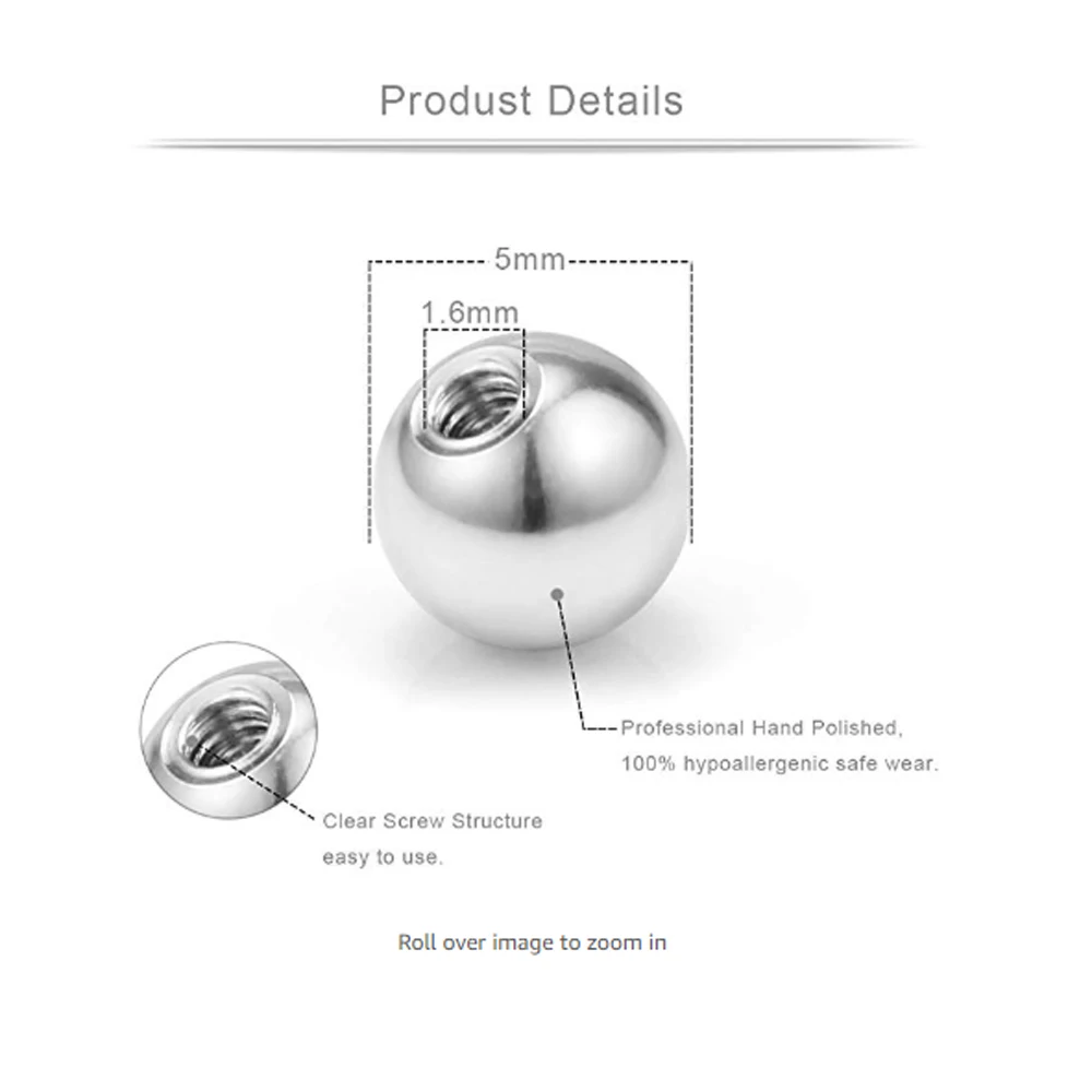10 Pieces Mix Colors Stainless Steel Replacement Balls Body Jewelry Piercing Barbell Parts 16G 14G Ball Top Bead Accessory - Image 4