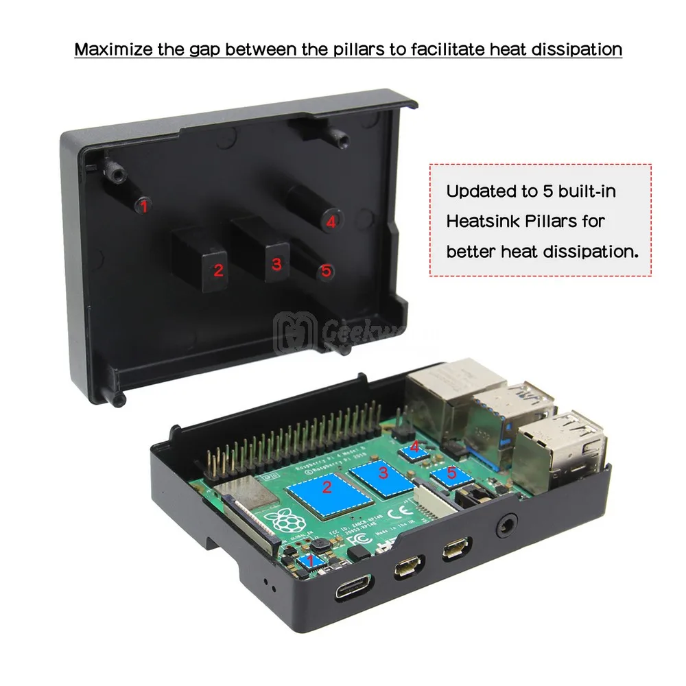 Алюминиевый чехол с пассивным охлаждением Raspberry Pi 4 Model B металлический