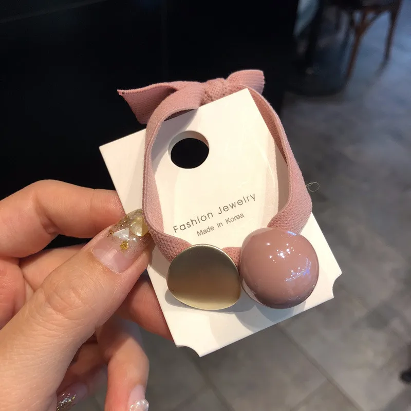 2 pink Яркие цвета, женские резинки для волос с бусинами, резинка для конского хвоста, резинки для девочек, резинки для волос, резинка для волос, веревка, головной убор, аксессуары для волос - Цвет: 2 pink