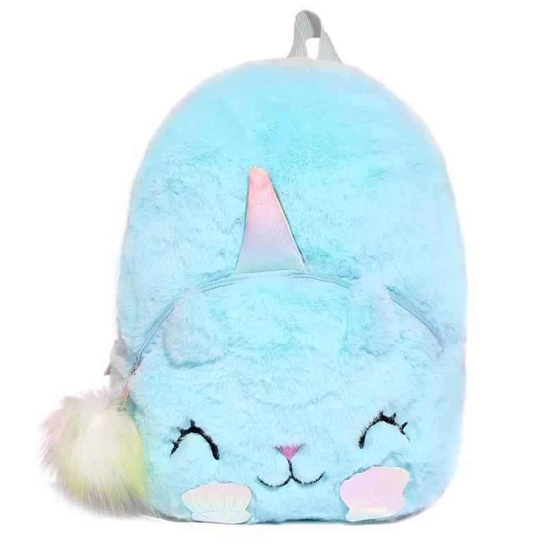 Детский рюкзак с единорогом Kawaii пушистые рюкзаки для детского сада, плюшевая сумка для девочек, детская модная сумка-книжка