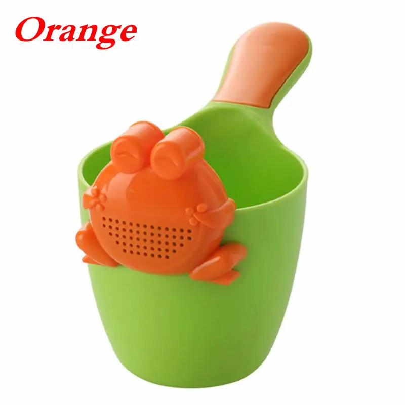 Orange Детская чашка для шампуня, детская ложка для душа в форме лягушки, насадка для ванны, совок для воды, подарки для детей, принадлежности для купания - Цвет: Orange