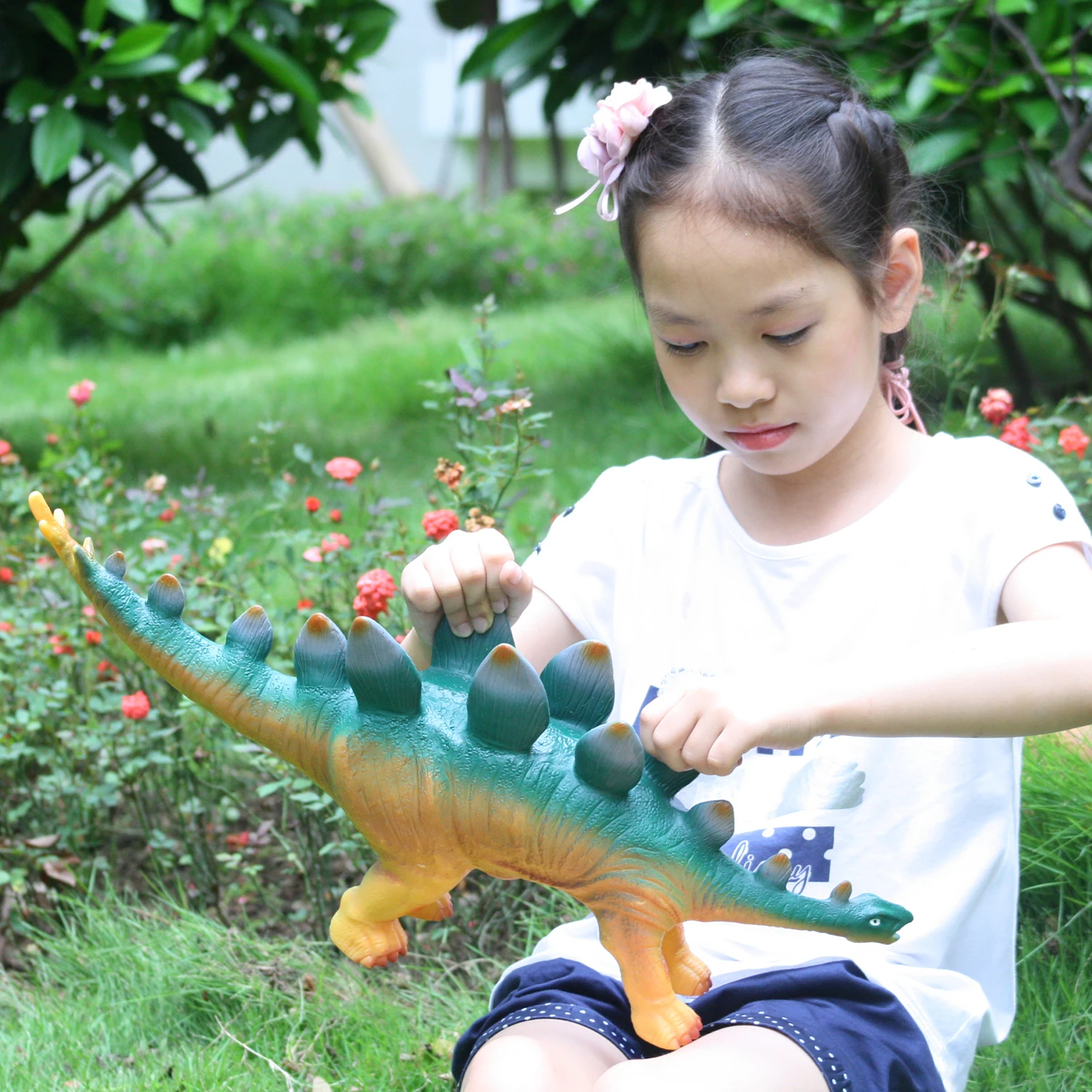 

Huang Cheng Toys14 Inch Figure Animal Model Soft Stuffed World Dinosaur Raptor Protection Zone Gojira king monsters Kid Toys