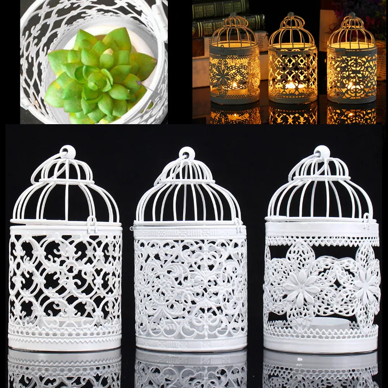 

Romantic Design Hollow Flower Bird Cage Candle Holder Tealight Candlestick Decorative Hanging Lantern Ornaments For Home Wedding