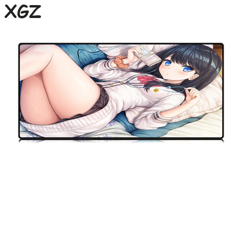 XGZ мультфильм большой размер Коврик для мыши Черный Seaming милый брюнет девушка большой прикладом ноутбук стол для компьютера резиновый коврик универсальный нескользящий