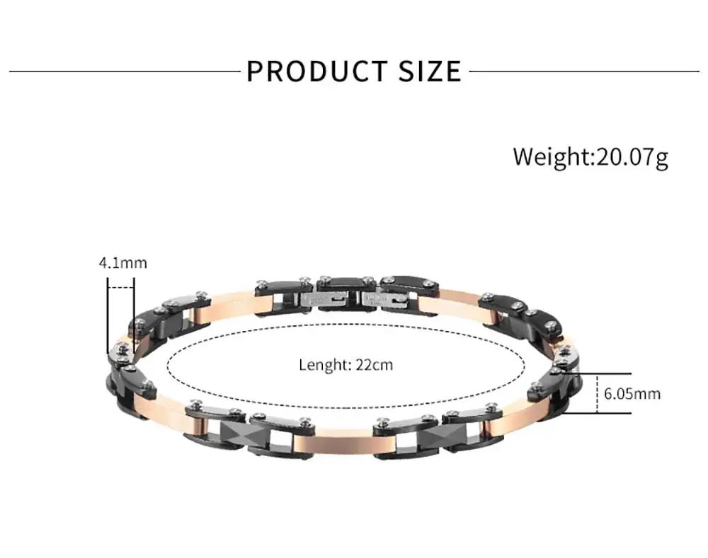 Moocare покрытый розовым золотом черный женский мужской керамический браслет элегантное из нержавеющей стали женский мужской ручной браслет ювелирные украшения с цепочкой
