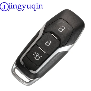 

jingyuqin Smart Remote Key Case For Ford Mondeo 2.0T KUGA Mustang 2015 EDGE Car Styling 3 Button Silver Tape Replace Key Shell
