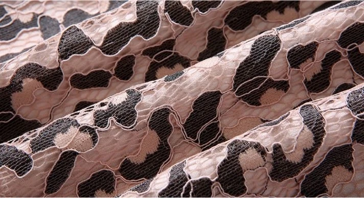 2020Spring new leopard lace dress high quality round neck cropped lace dress vestido mujer robe femme robe sexy robe hiver femme