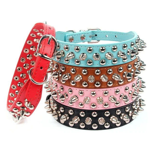 Adjustable Leather Pet Dog Collar Neck Strap Supplies Pu Leather Punk Rivet  Spiked Dog Collar Pet Collars For Small Dog Cat - Collars, Harnesses &  Leads - AliExpress