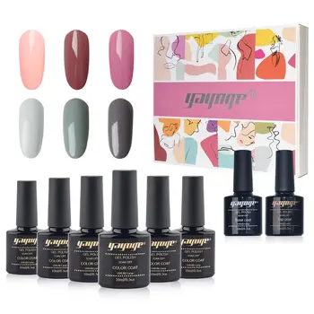 

Yayoge 8Pcs Nail Gel Polish Set 10ml Semi Permanent Hybrid Gel Nail Varnish Base Top Coat Soak Off UV LED Nail Art Gel For Gift