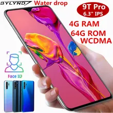 Глобальная версия смартфонов, 4G ram, четырехъядерный процессор, 64G rom, 13 МП, разблокированные на Android Мобильные телефоны, 6,3 дюймов, экран капли воды, 9T pro