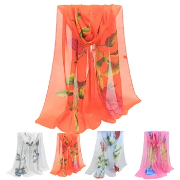 

Fashion Women Rose Long Soft Wrap Ladies Shawl Chiffon Scarf Scarves Winter poncho foulard femme echarpe hiver femme sjaal