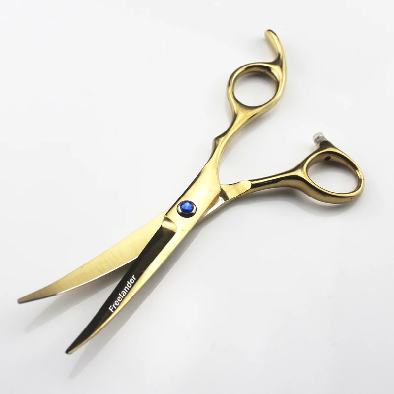 6.0inch professional scissors dog pet grooming polishing tool animal hair Cutting Scissors and Double tail curved scissors
