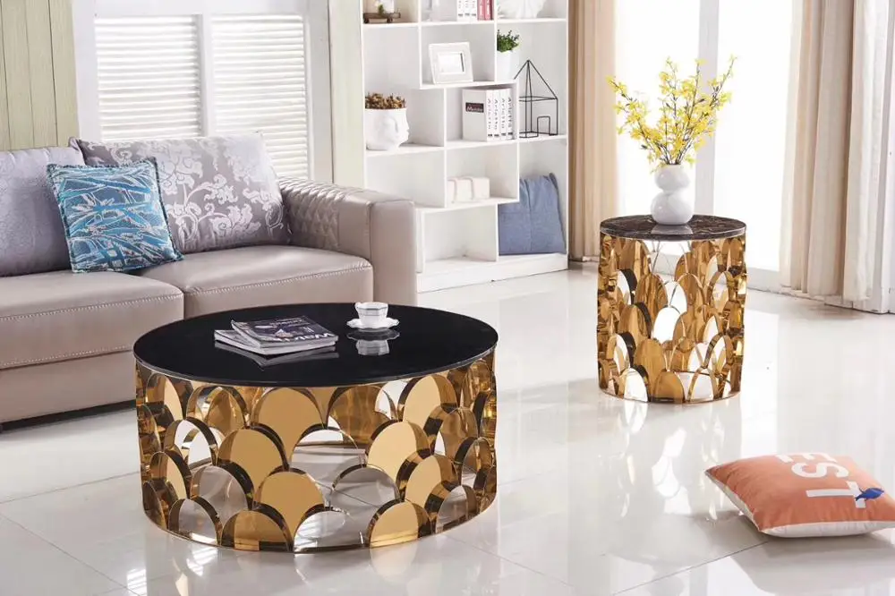 coffee table basse de salon стол журнальный столик escritorio mesa de centro mesa gold round stainless steel +corner small table