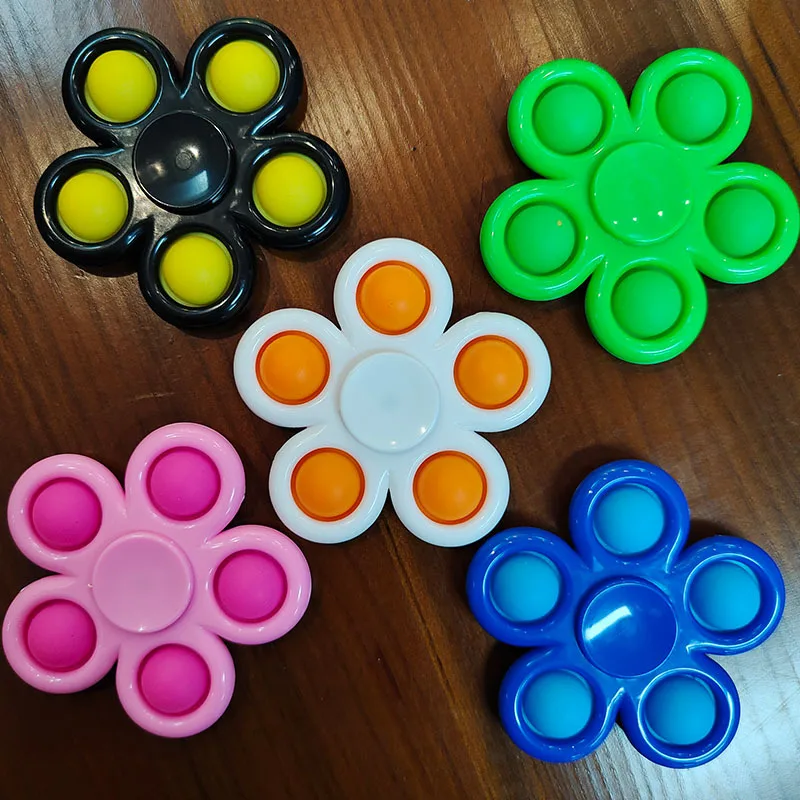 Plus Fidget spinner 5 lados de Popit dedo Fidget Spinner juguetes Pop Flip Fidget giratorio Juguetes