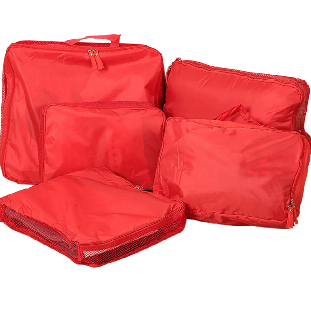 5 шт. портативный органайзер для хранения вещей, чемодан на молнии, чехол для костюма, сумка, чехол DNJ998 - Цвет: Красный