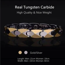 10 мм позолоченный/посеребренный мужской вольфрамовый карбидный браслет с ромбовидным здоровьем магнитный браслет