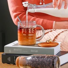 Новинка, в скандинавском стиле Ins, прозрачная стеклянная чашка с золотым сердцем, термостойкая боросиликатная стеклянная чашка для воды с крышкой, ложка для взрослых