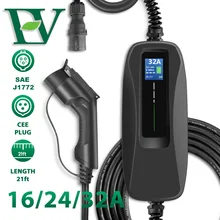 Зарядное устройство EV Уровень 2 32 Ампер портативное зарядное устройство для электромобиля, штепсельная вилка CEE 220 V-240 V кабель для зарядки электромобиля, штепсельная вилка SAE J1772