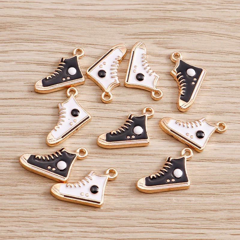 10pcs 14*11mm Enamel Gym Sports Shoes Charms Pendants for Bracelets Earrings Sneaker Charms Handmade Jewelry Findings DIY Making