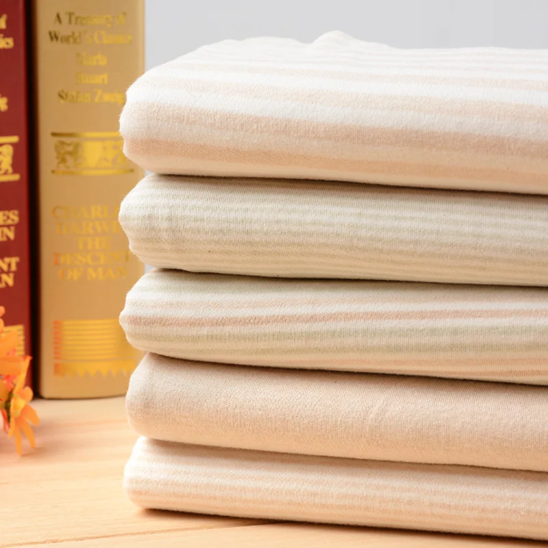 50*190 см эластичная полосатая хлопковая трикотажная ткань для шитья одежды для детей, чистый натуральный органический материал, хлопковая ткань