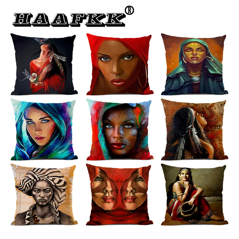 

Best-selling Simple and Easy-to-use Figure Cushion Cover Sofa Pillow, Can Place Pillow Cover Home Art Decoration 45*45cm