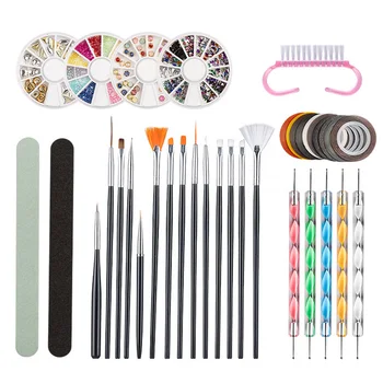 

Painting Brush Polishing Line Drawing Professional Easy Apply Rhinestone Home Salon DIY Manicure Nail Art Kit Dotting Pen