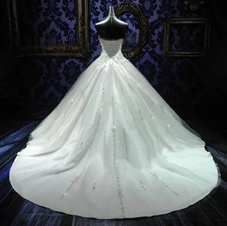 Невесты длинное элегантное платье vestido de noiva; официальная Роскошная обувь с украшением в виде кристаллов Свадебные бальный наряд для матери невесты платья