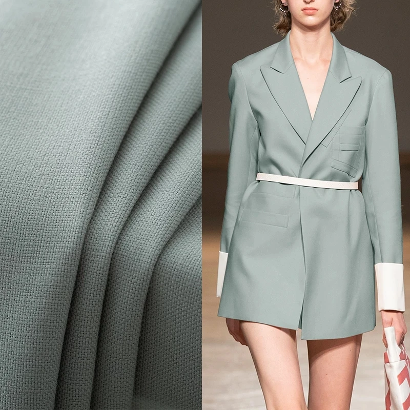 

Made in Japan Light Green Woested Wool Fabircs 100%Wool Materials Women Suits Pants DIY Cloth Tailor