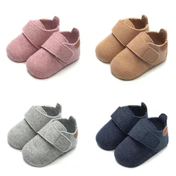 Zapatos de primeros pasos para bebé, mocasines de tobillo con lazo de gancho para recién nacido, botas de suela suave para bebés de 0 a 24 meses, Otoño e Invierno