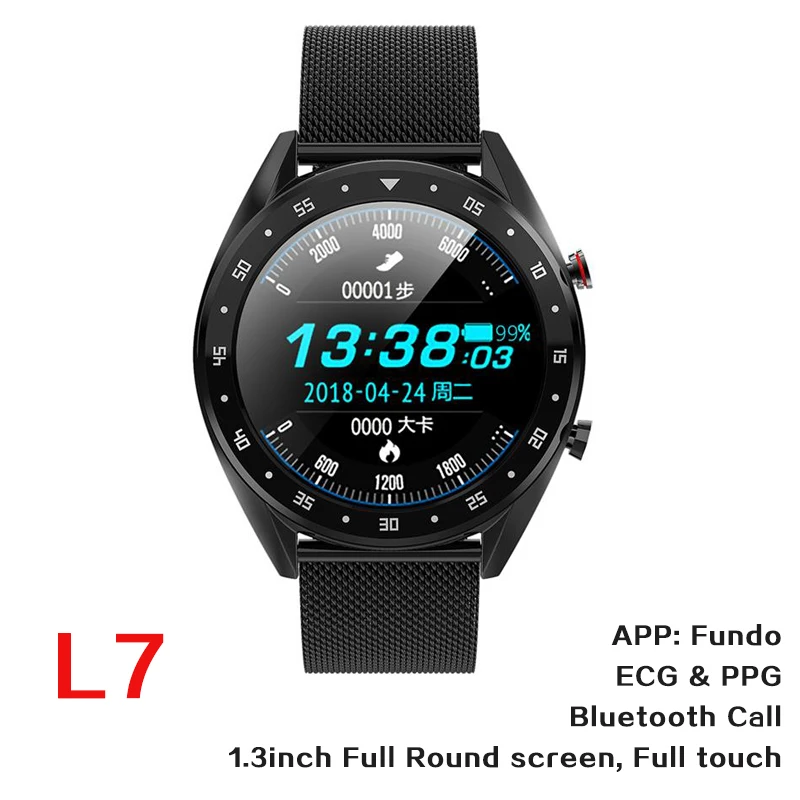 L7 Black Steel K7 Смарт-часы спортивные водонепроницаемые L7 BTcall SmartWatch HRV отчет сердечного ритма Монитор артериального давления часы фитнес-браслет - Цвет: L7 Black Steel