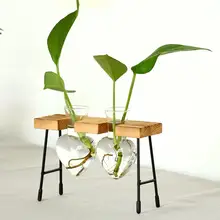 Растительный Террариум с деревянной подставкой, воздушный кашпо лампа стеклянная ваза цветочные горшки для гидропоники растения офис сад Свадебный декор