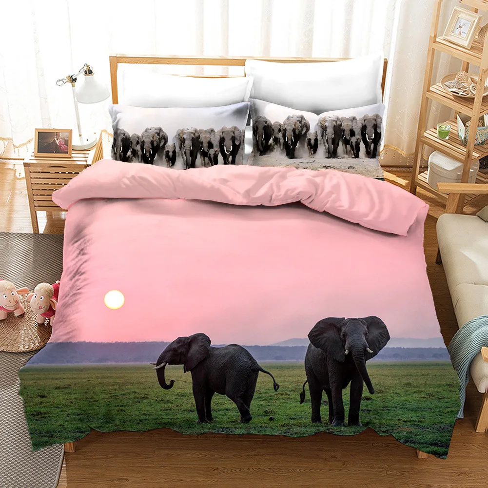 3D Animal Elephant Print Bedding Set Duvet Covers Pillowcases One Piece
