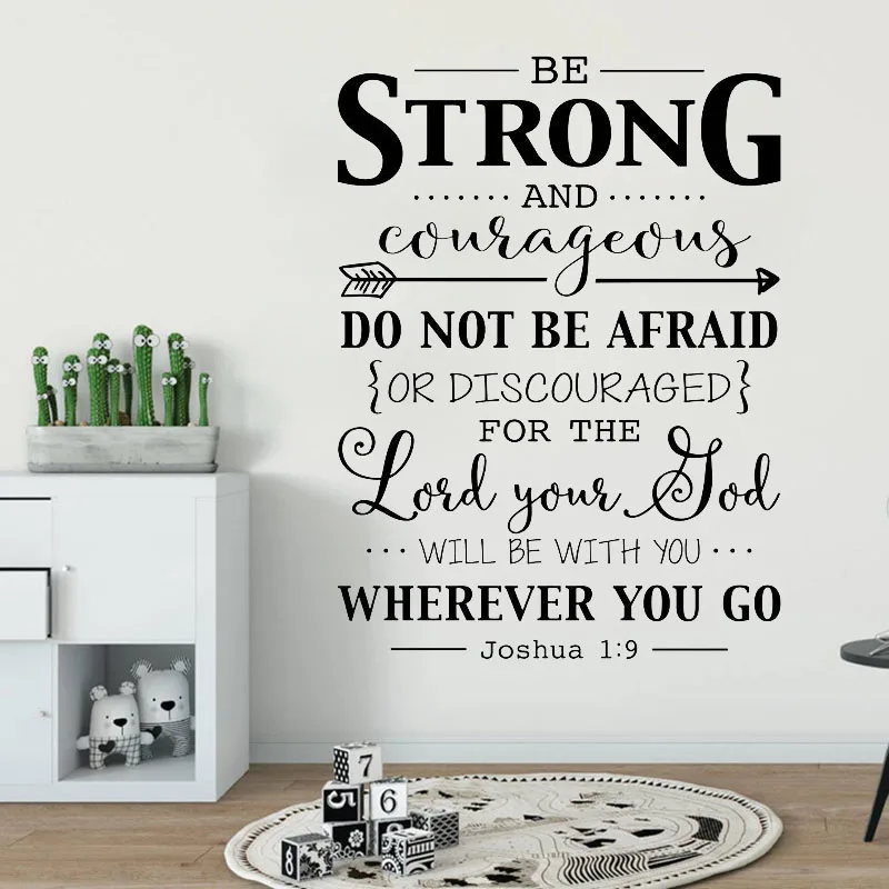 Be Strong And Courageous Wall Sticker Bible Verse Christian Joshua 1:9 Decal Home Decor Living Room Bedroom Art Murals | Дом и сад