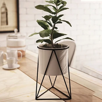 

Geometric Metal Flower Pot Stand Durable Indoor Garden Plant Holder Display Planter Iron Flower Stand Gardening Supplies Black