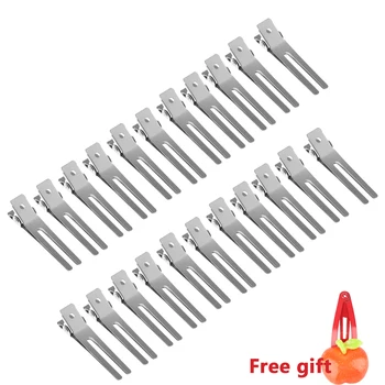 

Hot Sale 20Pcs Double Hole Pin Barrettes Stainless Steel Prong Clips Hairdressing Curl Setting Section Hair Headwear free gift