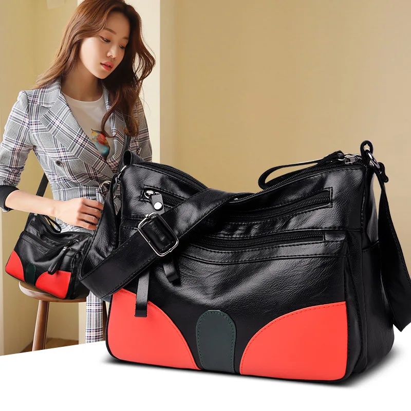 

WOMEN'S Bag 2019 New Style Europe And America Fashion Shoulder Oblique Bag Middle-aged Washed Leather Soft Leather Versatile WOM
