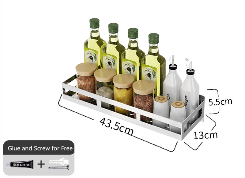Seasoning Rack 304 кухонный Органайзер из нержавеющей стали, сушилка для посуды, держатель для ножей, полка для хранения, раковина, слив, контейнер, аксессуары, тарелка - Цвет: Seasoning Rack
