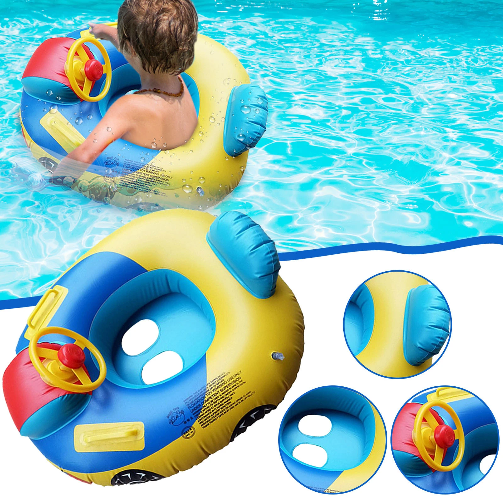 Flotador de seguridad para asiento de anillo de natación inflable para niños, anillos de piscina, juguetes Círculo de natación para anillo de natación en forma de coche|Flotadores de piscina| -