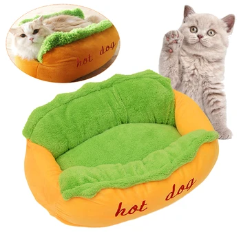 

Cute Non Slip Washable House Home Autumn Winter PP Cotton Soft Removable Warm Zipper Cat Small Pet Portable Gift Dog Bed