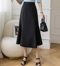 

Elegant Fashion Casual Ruffle High Waist Skirt Spring Summer Women Chic Asymmetrical Midi Long Skirts Female Long Fishtail Skirt