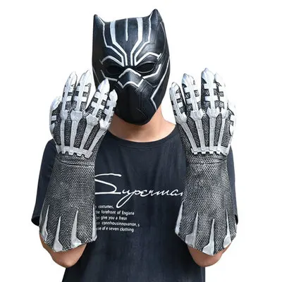 mask and Glove Хэллоуин черная маска Пантеры перчатки из латекса Капитан Америка 3 гражданская война Герой Хэллоуин Косплэй костюм аксессуары - Цвет: mask and Glove
