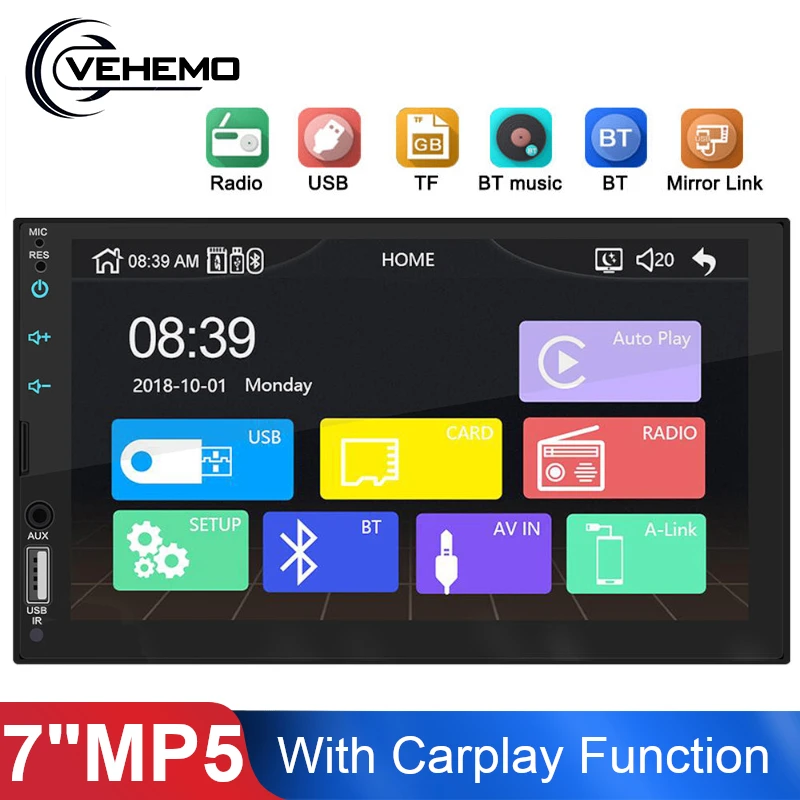 2din автомобильный радиоприемник 7 &quotсенсорный экран 2 din MP5 плеер Mirrorlink Android Carplay