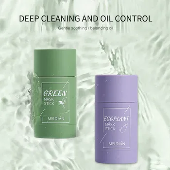 

Acne Clearing Solid Mask Green Tea Oil Control Eggplant Cleansing Mask Moisturizing Blackhead And Fine Pores Mud Mask Firm TSLM1