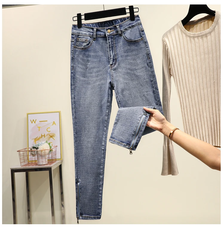 5xl хорошее качество плюс большие размеры трусики женские Весна Зима Осень обтягивающие высокие эластичные джинсовые женские брюки A5418