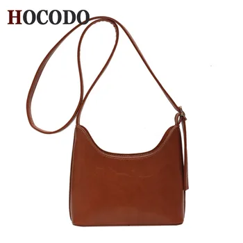 

HOCODO Quality Soft PU Leather Crossbody Bags For Women 2020 Vintage Ladies Handbag Solid Color Zipper Shoulder Messenger Bag