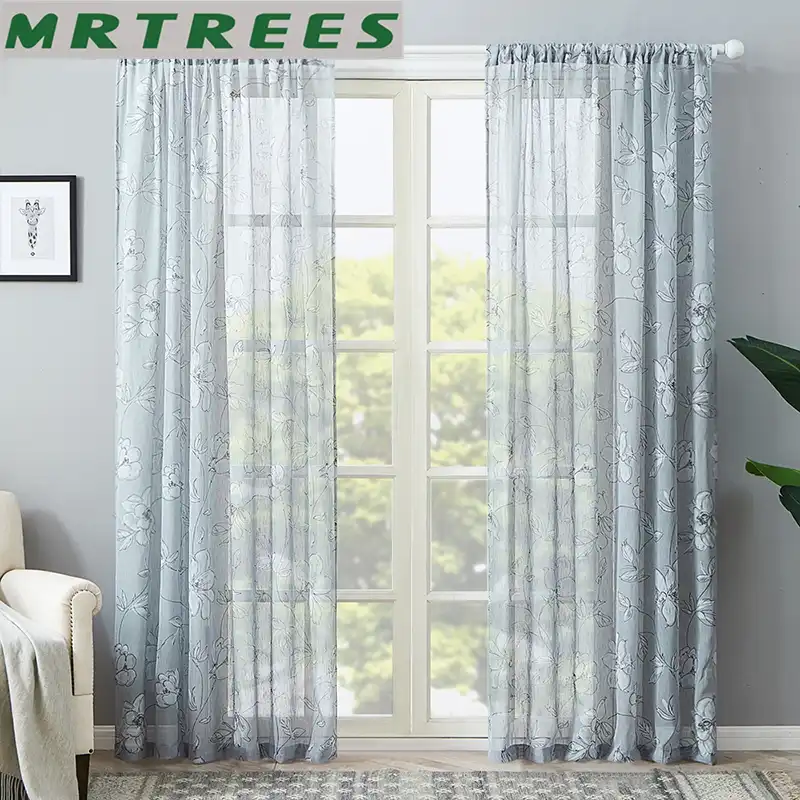 moderno tule floral na janela cortinas para sala de estar quarto sheer cortinas tela para cozinha voile cortina porta
