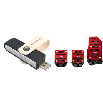 

1 Set Car Non Slip Gas Brake Treadle Clutch Pedal Cover Pad Manual Pedals & 1 Pcs Mini USB Air Cleaner Car